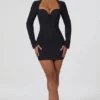 Rochie mini mulată Adelia cu decupaje în formă de inimă, negru Rochie mini mulată Adelia cu decupaje în formă de inimă, negru
