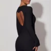 Rochie mini mulată Adelia cu decupaje în formă de inimă, negru Rochie mini mulată Adelia cu decupaje în formă de inimă, negru