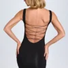 Rochie mini mulată Aoife cu dantelă modală, negru Rochie mini mulată Aoife cu dantelă modală, negru