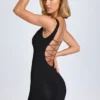 Rochie mini mulată Aoife cu dantelă modală, negru Rochie mini mulată Aoife cu dantelă modală, negru