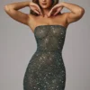 Rochie mini mulată Caprice Sheer Embellished în culoarea Emerald Rochie mini mulată Caprice Sheer Embellished în culoarea Emerald