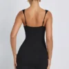 Rochie mini mulată cu decolteu în formă de inimă din modal Dove, în culoarea negru