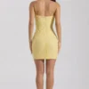 Rochie mini mulată cu decolteu rotund și ornamente Lunetta, galben Rochie mini mulată cu decolteu rotund și ornamente Lunetta, galben