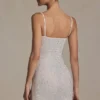 Rochie mini mulată cu ornamente Aellin, culoare alb Rochie mini mulată cu ornamente Aellin, culoare alb