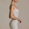Rochie mini mulată cu ornamente Aellin, culoare alb Rochie mini mulată cu ornamente Aellin, culoare alb