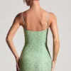 Rochie mini mulată cu ornamente Aellin în culoarea fistic