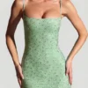 Rochie mini mulată cu ornamente Aellin în culoarea fistic