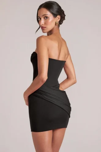 Rochie mini mulată tip bandeau Veda, negru Rochie mini mulată tip bandeau Veda, negru