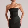 Rochie mini mulată tip bandeau Veda, negru Rochie mini mulată tip bandeau Veda, negru