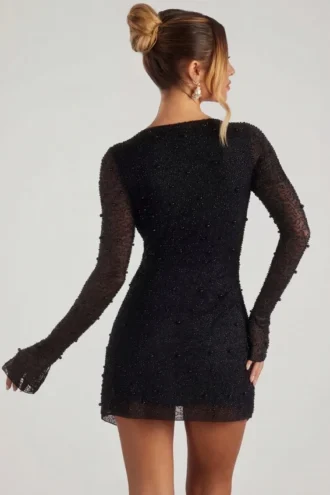 Rochie mini în A cu decupaj și ornamente Chelsea, negru Rochie mini în A cu decupaj și ornamente Chelsea, negru