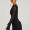 Rochie mini în A cu decupaj și ornamente Chelsea, negru