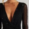 Rochie mini în A cu decupaj și ornamente Chelsea, negru