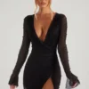 Rochie mini în A cu decupaj și ornamente Chelsea, negru