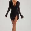 Rochie mini în A cu decupaj și ornamente Chelsea, negru