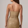 Rochie mini Neréa cu volane și decupaje, în nuanța auriu Rochie mini Neréa cu volane și decupaje, în nuanța auriu