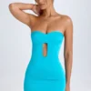 Rochie mini Nikko cu decupaje și bandou, în turcoaz Rochie mini Nikko cu decupaje și bandou, în turcoaz