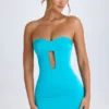 Rochie mini Nikko cu decupaje și bandou, în turcoaz Rochie mini Nikko cu decupaje și bandou, în turcoaz