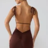 Rochie mini Orli din jersey elastic, cu spate decupat, în culoarea Espresso Rochie mini Orli din jersey elastic, cu spate decupat, în culoarea Espresso