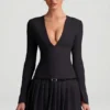 Rochie mini plisată cu mâneci lungi Fiorella, negru Rochie mini plisată cu mâneci lungi Fiorella, negru