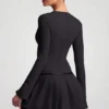 Rochie mini plisată cu mâneci lungi Fiorella, negru Rochie mini plisată cu mâneci lungi Fiorella, negru