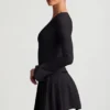 Rochie mini plisată cu mâneci lungi Fiorella, negru Rochie mini plisată cu mâneci lungi Fiorella, negru