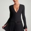 Rochie mini plisată cu mâneci lungi Fiorella, negru Rochie mini plisată cu mâneci lungi Fiorella, negru