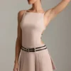 Rochie mini plisată cu spate decupat și curea Leilani în culoarea ciupercă