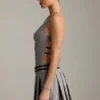 Rochie mini plisată cu spate decupat și curea Leilani, în culoarea gri