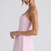 Rochie mini plisată în A cu detaliu fundă Cressida, în roz pal