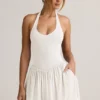 Rochie mini Reanna Modal cu gât halter și spate decupat, în culoarea alb