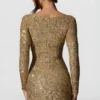 Rochie mini Sephina cu decolteu în formă de inimă și ornamente aurii