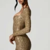 Rochie mini Sephina cu decolteu în formă de inimă și ornamente aurii