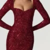 Rochie mini Sephina cu decolteu în formă de inimă și ornamente, în roșu