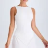 Rochie mini Shirin cu spate decupat, în alb