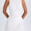 Rochie mini Shirin cu spate decupat, în alb