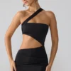 Rochie mini Shyla din jersey elastic cu decupaje și drapaje, în negru