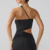 Rochie mini Shyla din jersey elastic cu decupaje și drapaje, în negru