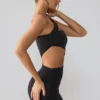 Rochie mini Shyla din jersey elastic cu decupaje și drapaje, în negru