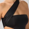 Rochie mini Shyla din jersey elastic cu decupaje și drapaje, în negru