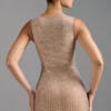 Rochie mini Sindre cu guler pătrat și ornamente, în culoarea migdală Rochie mini Sindre cu guler pătrat și ornamente, în culoarea migdală