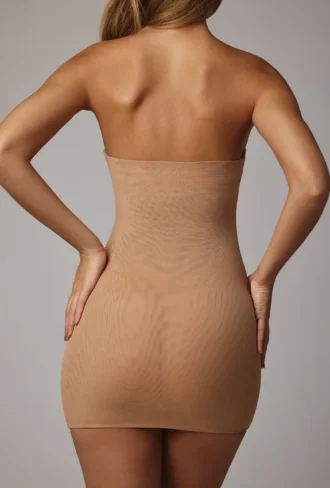 Rochie mini slip bandeau din plasă transparentă moale Intimates, culoare Almond Rochie mini slip bandeau din plasă transparentă moale Intimates, culoare Almond