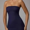 Rochie mini slip bandeau din plasă transparentă moale Intimates, culoare Navy Rochie mini slip bandeau din plasă transparentă moale Intimates, culoare Navy