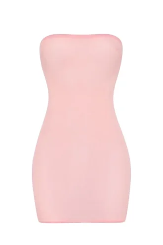 Rochie mini slip Intimates din plasă transparentă moale, cu bretele bandeau, în roz Rochie mini slip Intimates din plasă transparentă moale, cu bretele bandeau, în roz