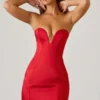 Rochie mini structurată Baila în formă de lalea, în roșu stacojiu