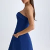 Rochie mini structurată cu guler pliat Taia, în nuanța True Navy