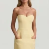 Rochie mini structurată fără bretele, cu decolteu în formă de inimă, Talina, în galben pastel Rochie mini structurată fără bretele, cu decolteu în formă de inimă, Talina, în galben pastel