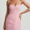 Rochie mini structurată fără bretele, cu decolteu în formă de inimă, Talina, în roz pal Rochie mini structurată fără bretele, cu decolteu în formă de inimă, Talina, în roz pal