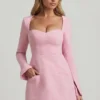Rochie mini structurată Tacita cu decolteu în formă de inimă, în roz pal
