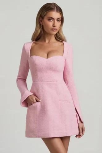 Rochie mini structurată Tacita cu decolteu în formă de inimă, în roz pal Rochie mini structurată Tacita cu decolteu în formă de inimă, în roz pal
