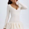 Rochie mini Tallou din modal, cu talie coborâtă și tiv bufant, în culoarea ivoriu Rochie mini Tallou din modal, cu talie coborâtă și tiv bufant, în culoarea ivoriu